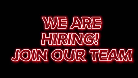 Sign WE ARE HIRING! JOIN OUR TEAM the glowing red neon. Stock Footage 202017724
