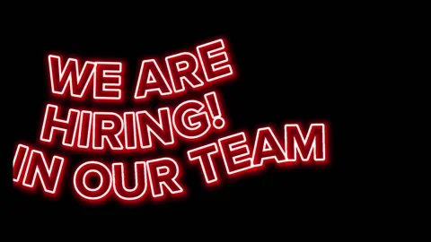 Sign WE ARE HIRING! JOIN OUR TEAM the glowing red neon. Stock Footage 202017991