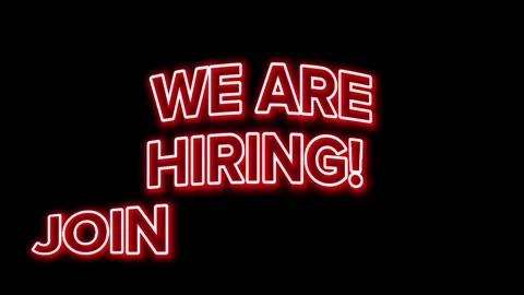Sign WE ARE HIRING! JOIN OUR TEAM the glowing red neon. Stock Footage 202018015