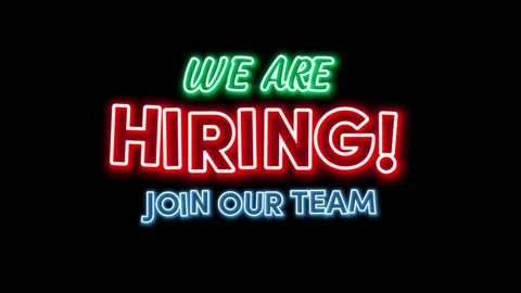 Sign WE ARE HIRING! JOIN OUR TEAM the glowing red neon. Stock Footage 202019758