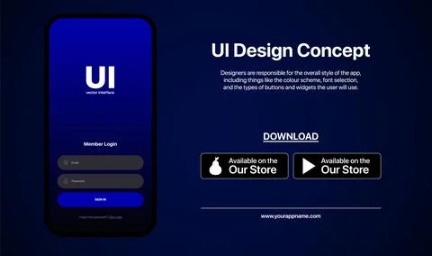 Sign In Window Interface Concept. UI Design Concept. New App Promotion. Download 스톡 일러스트