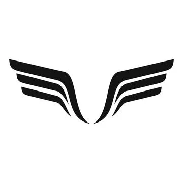 Sign wings icon, simple style Stock Illustration