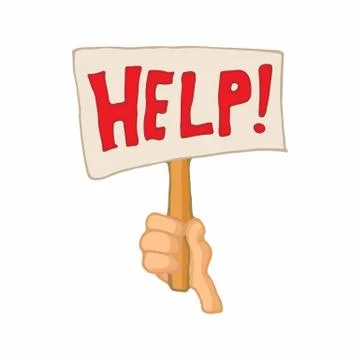 Sign with the word help in a hand icon Illustrazione stock