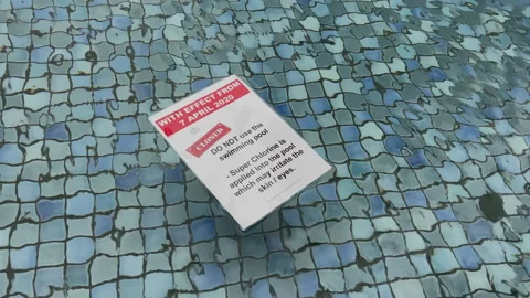 SIGNAGE FLOATING IN SWIMMING POOL 動画素材 133769250