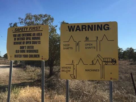 Signage at the Opal Fields, Outback Australia Stock Photos
