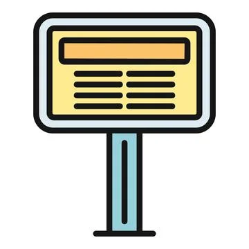 Signage post presenting information on a screen or board Stock Illustration