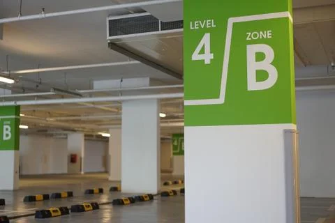 Signage in underground carpark Stock Photos