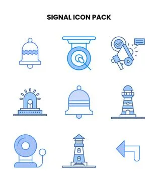 Signal Blue Bundle Icons Pack Stock Illustration