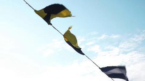 Signal code flags flutter on a light breeze Video stock 114682339