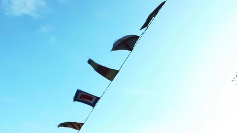 Signal code flags flutter on a light breeze Video stock 114682344