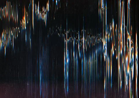 Signal distortion vhs glitch light glow background Stock Illustration
