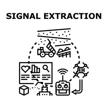 Signal extraction data analyzing process collecting information Stock Illustration
