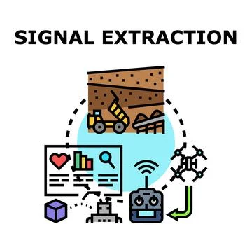 Signal extraction data analyzing process collecting information Stock Illustration