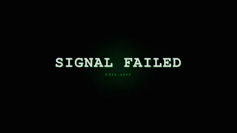 Signal Failed Error Message on Black Screen with Glitch Effect Stock Footage 331568513
