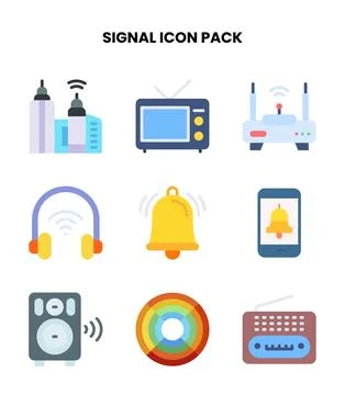 Signal Flat Bundle Icons Pack Stock Illustration