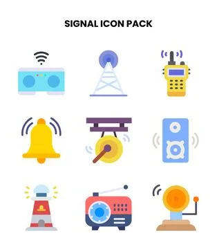 Signal Flat Bundle Icons Pack Stock Illustration