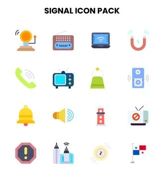 Signal Flat Design Icons Pack Stock Illustration