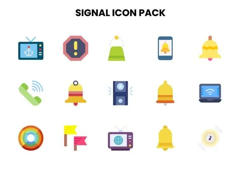 Signal Flat Vector Icons Pack Stock Illustration