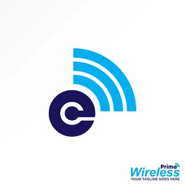 Signal logo. E or C letter design. Wifi signal connection sound radio wave. Illustrazione stock