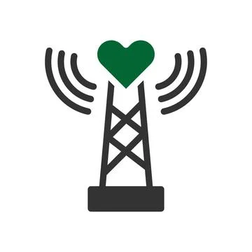 Signal love icon solid grey green style valentine illustration symbol perfect 스톡 일러스트