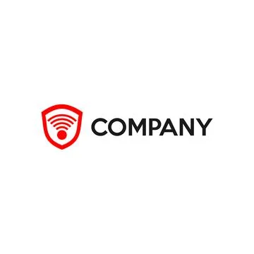 Signal &amp; Shield Logo Design Template, Emblem Logo Design Concept, Red, Blac.. Illustrazione stock