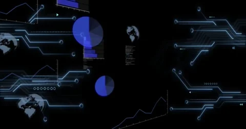 Signal starting center data column rotating, scaling, shifting right and Stock Footage 328684702