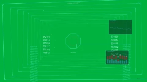 Signal starting HUD locking octagon target while data updating for monitoring on Stock Footage 334156271