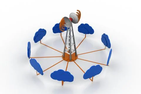 Signal tower with cloud Stock Illustration