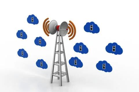 Signal tower with connectivity Free Stock Illustration