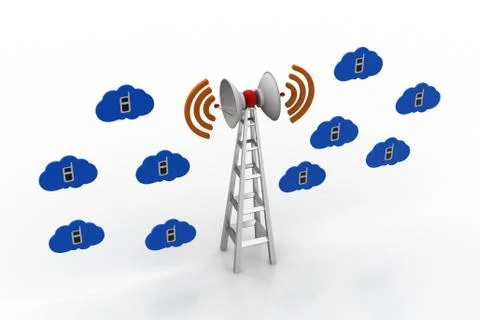 Signal tower with connectivity Free Stock Illustration