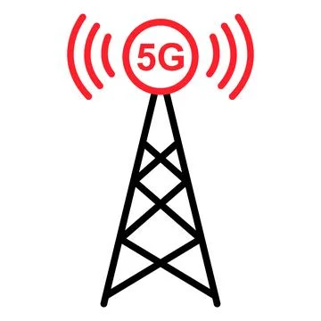 Signal tower icon, wireless technology network sign, antenna wave radio vecto Stock Illustration