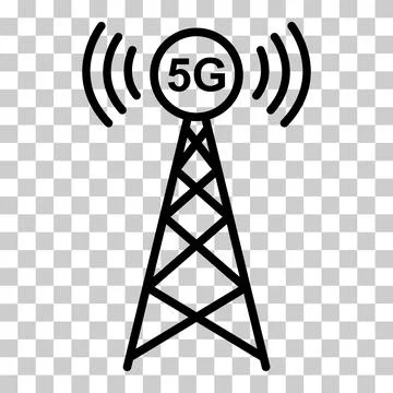 Signal tower icon, wireless technology network sign, antenna wave radio vecto Stock Illustration