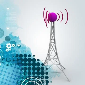 Signal tower with networking Stock Illustration