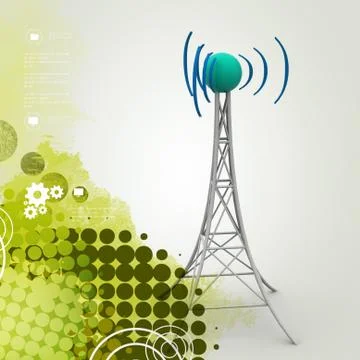 Signal tower with networking Illustrazione stock
