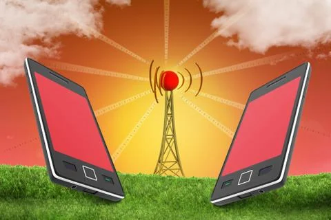 Signal tower with networking Stock Illustration