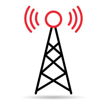 Signal tower shadow icon, wireless technology network sign, antenna wave radi Stock Illustration