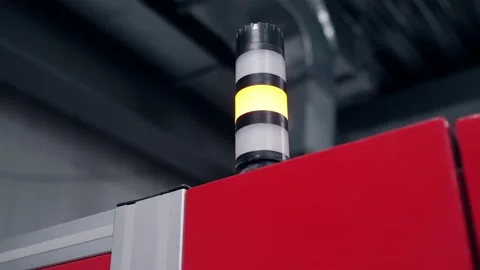 Signal Tower Stack Light at Machine in Factory Stock Footage 172014979