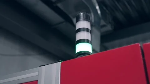 Signal Tower Stack Light at Machine in Factory Stock Footage 172015017