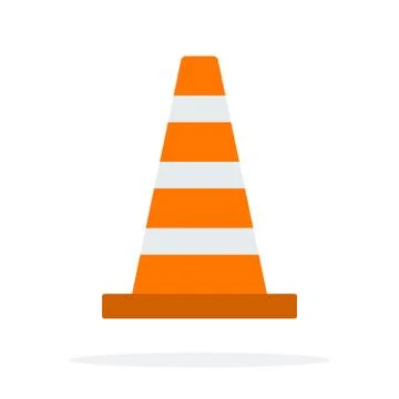 Signal traffic cone vector flat material design isolated object on white Stock Illustration