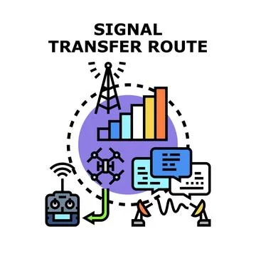 Signal transfer route concept for wireless communication Illustrazione stock