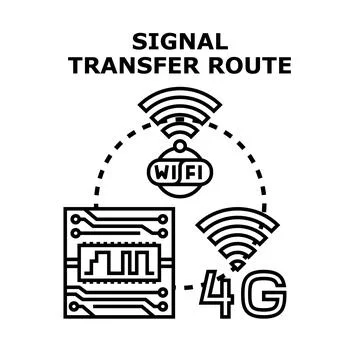 Signal transfer route for wireless data technology Stock Illustration