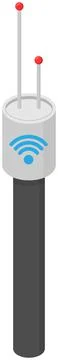 Signal transmitter or receiver digital equipment. Device with antenna to send Stock-Illustration