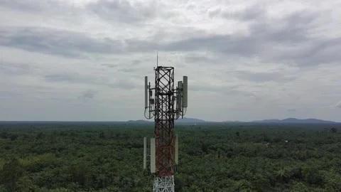 Signal transmitter tower during the day Stock Footage 329247341