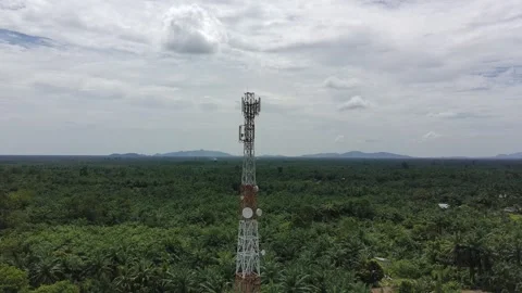 Signal transmitter tower during the day Stock Footage 329251069