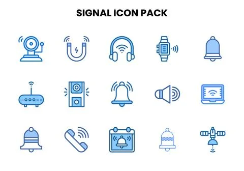 Signal Two Colour Bundle Icons Pack Stock Illustration