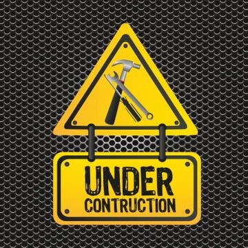 Signal under construction, metal grid background, vector illustration Stock Illustration
