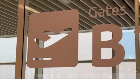 Signaling of an airplane taking off located within an airport gate B Stock Footage 322908791