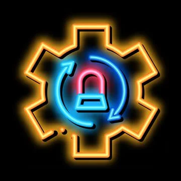 Signalization code mistake working process neon glow icon illustration Stockillustratie