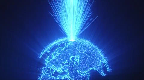 Signals passing through the microcircuits to the processor. Global technology イラスト素材