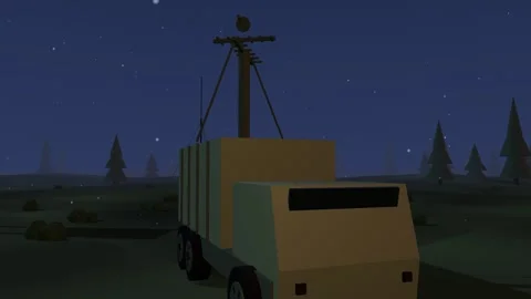 Signals vehicle antenna array at dusk Stock Footage 341387838